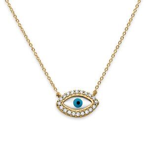14K Solid Gold Adjustable Evil Eye Necklace - Perfect Gift - Evil Eye Defender -